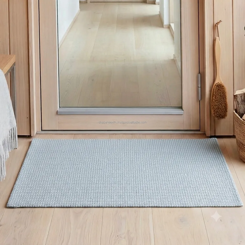 Fine Gingham Check Woven Rug representative image