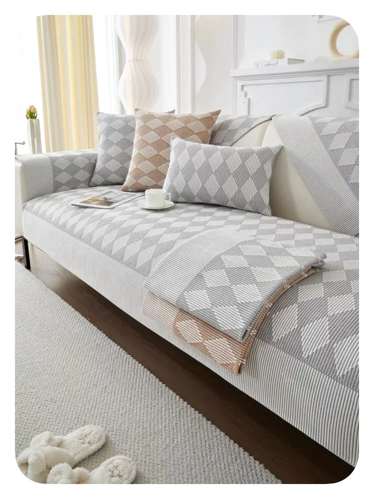 Coarse Grid Pattern Woven Sofa Cover representative image