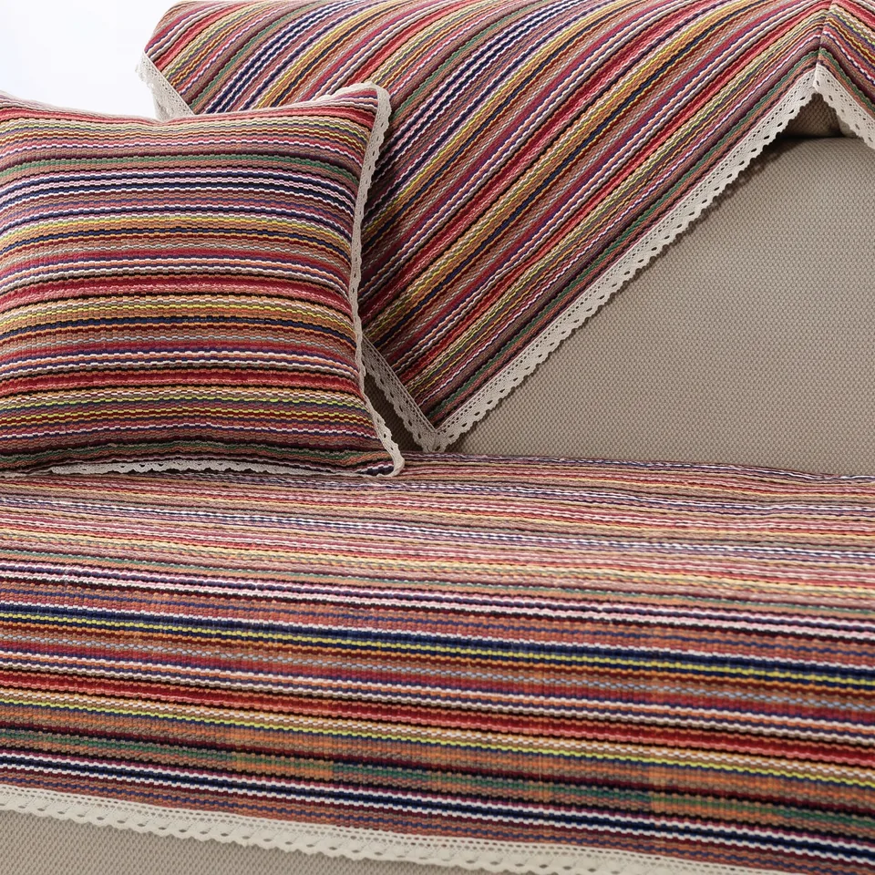 Rainbow Melange Stripe Woven Sofa Cover representative image