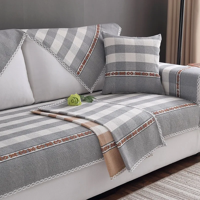 Picnic Gingham Check Woven Sofa Cover representative image