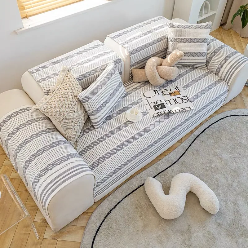 Wavy Ladder Stripe Woven Sofa Cover representative image