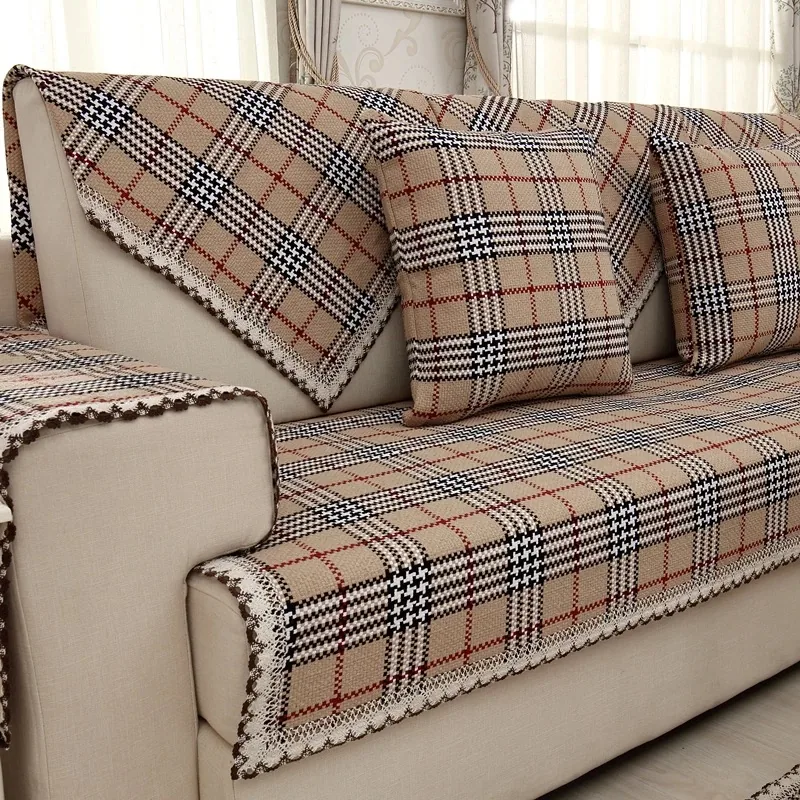 Heritage Check Plaid Woven Sofa Cover representative image