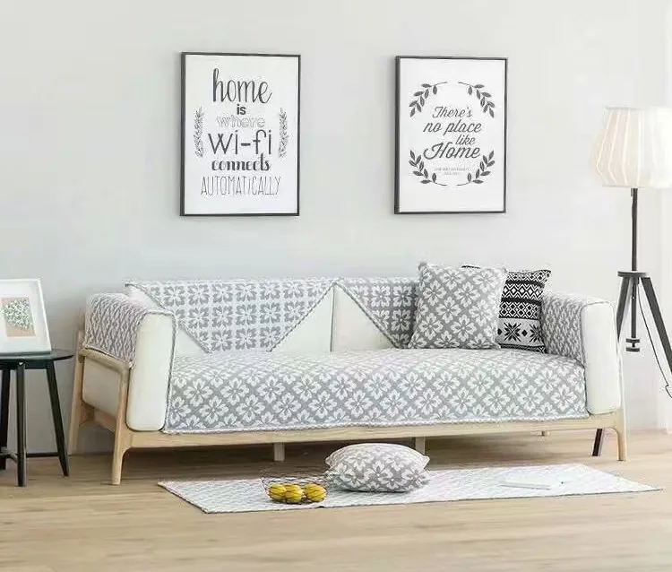 Geometric Floral Tile Woven Sofa Cover representative image