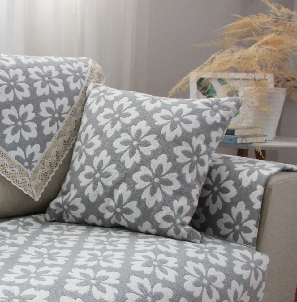 Geometric Floral Tile Cushion Cover representative image