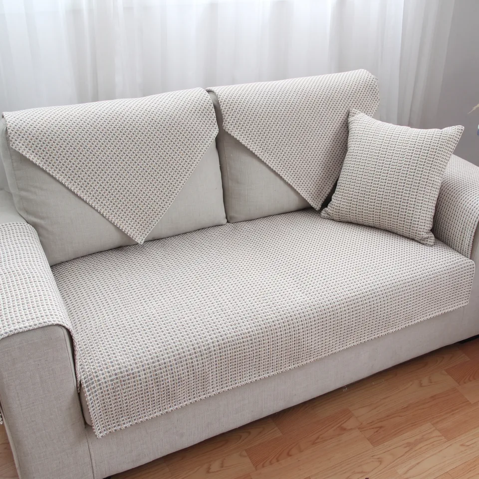 Checkered Dot Grid Woven Sofa Cover representative image