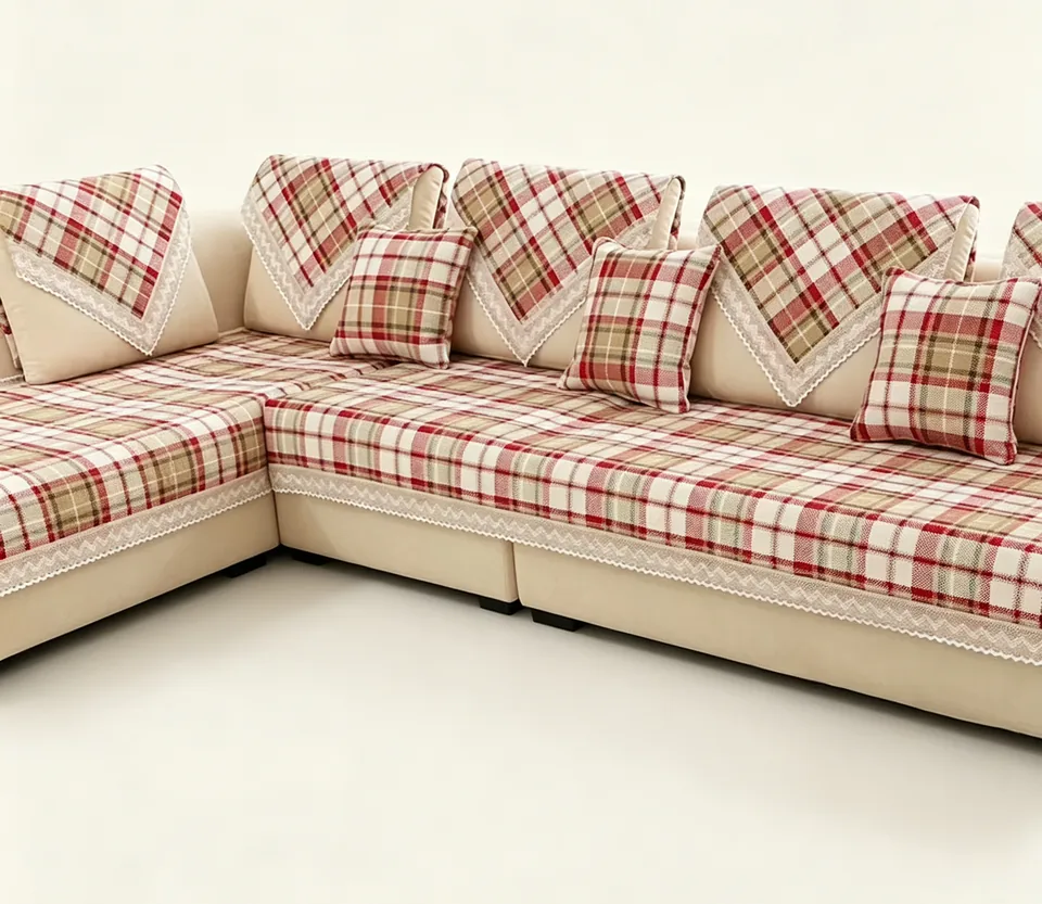 Holiday Tartan Plaid Woven Sofa Cover representative image