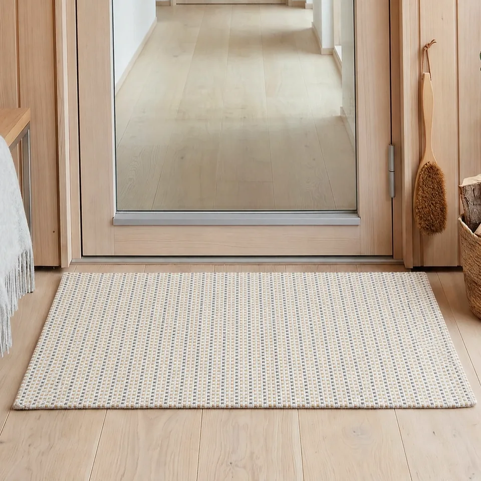 Checkered Dot Grid Woven Rug representative image
