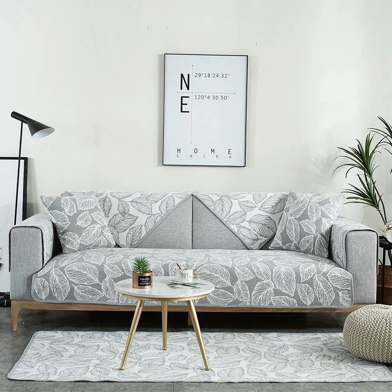 Sketched Leaf Jacquard Woven Sofa Cover representative image